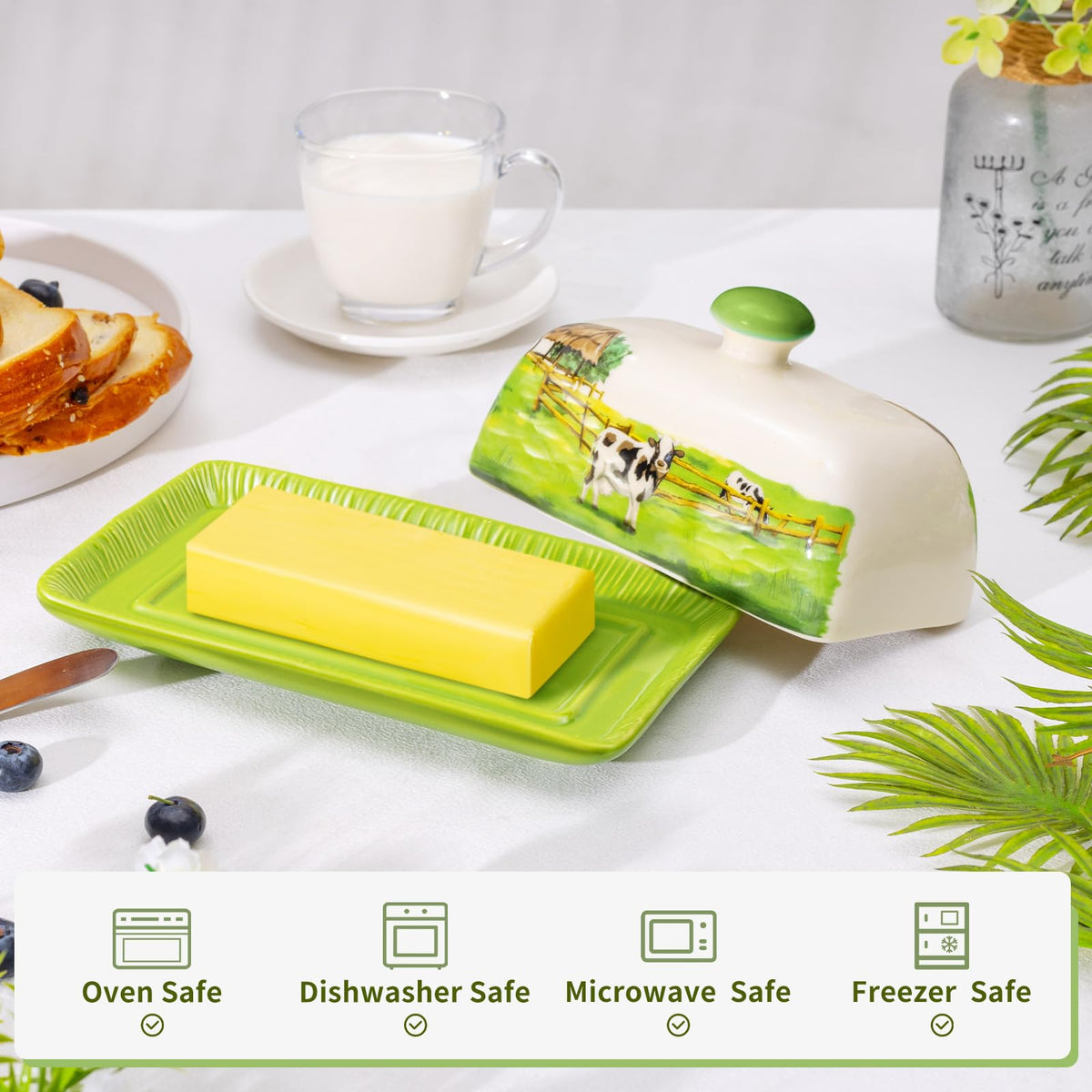 CADVJXZ large butter dish 7.48 inches long for a full-stick butter.