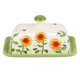 CADVJXZ sunflower butter dish with lid on countertop keeps butter fresh
