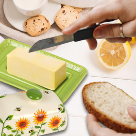 CADVJXZ sunflower design makes a gift-ready butter dish