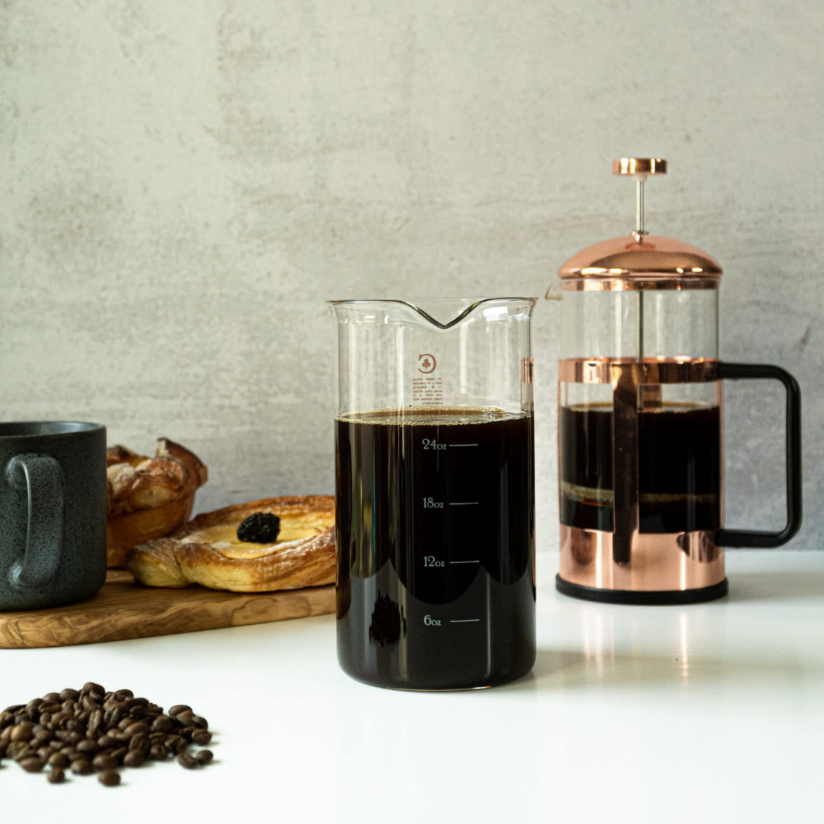 Cafe Crush Club white measurement marks on glass for quick, accurate filling.
