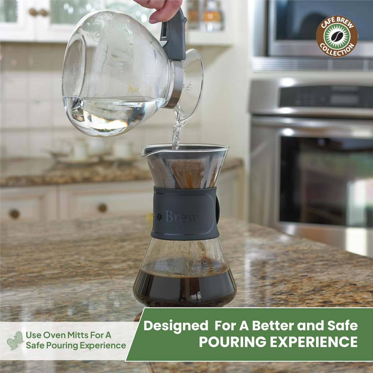 CAFÉ BREW COLLECTION steel heat diffuser ensures even heating on electric stoves