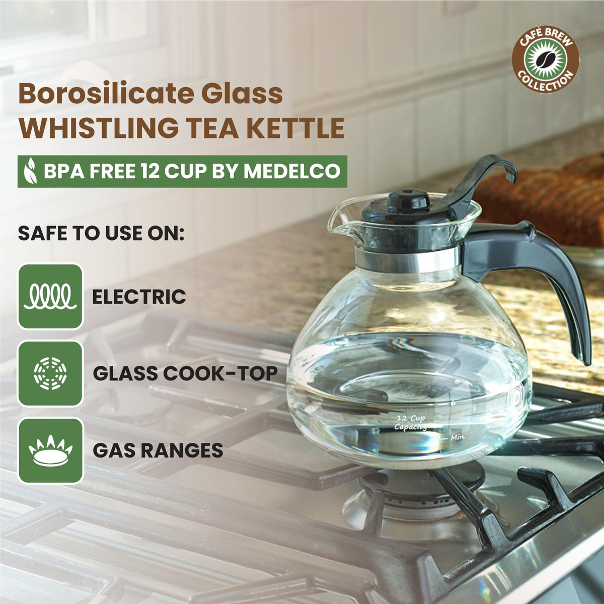 CAFÉ BREW COLLECTION whistling lid signals readiness for tea