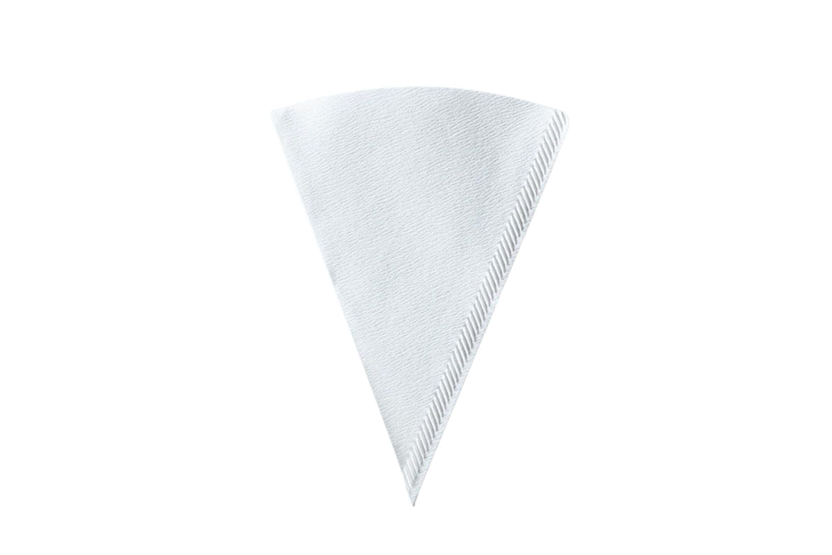 CAFEC Abaca+ Deep 27 white filter side angle, emphasizes uniform drainage for balanced flavor.