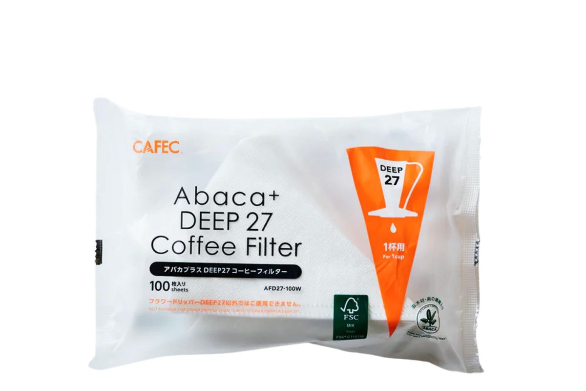 CAFEC Abaca+ Deep 27 white filter top view, designed for steady extraction and rich aroma.