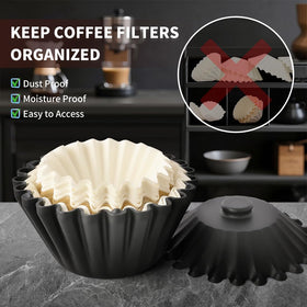 CAFEMASY filter holder top view highlights easy lid lift.