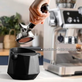 CAFEMASY knock bar with rubber coating reduces noise and protects the portafilter