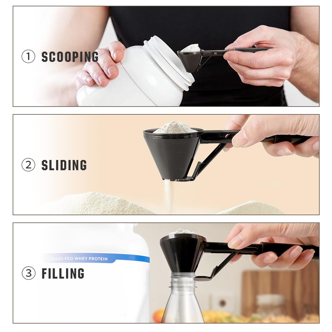 CAFEMASY long-handle powder scoop for easy access from canisters.