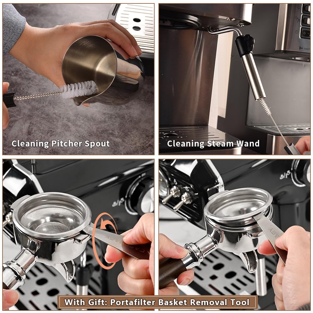CAFEMASY steam wand brush targets tight areas for thorough milk residue removal.