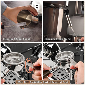 CAFEMASY steam wand brush targets tight areas for thorough milk residue removal.