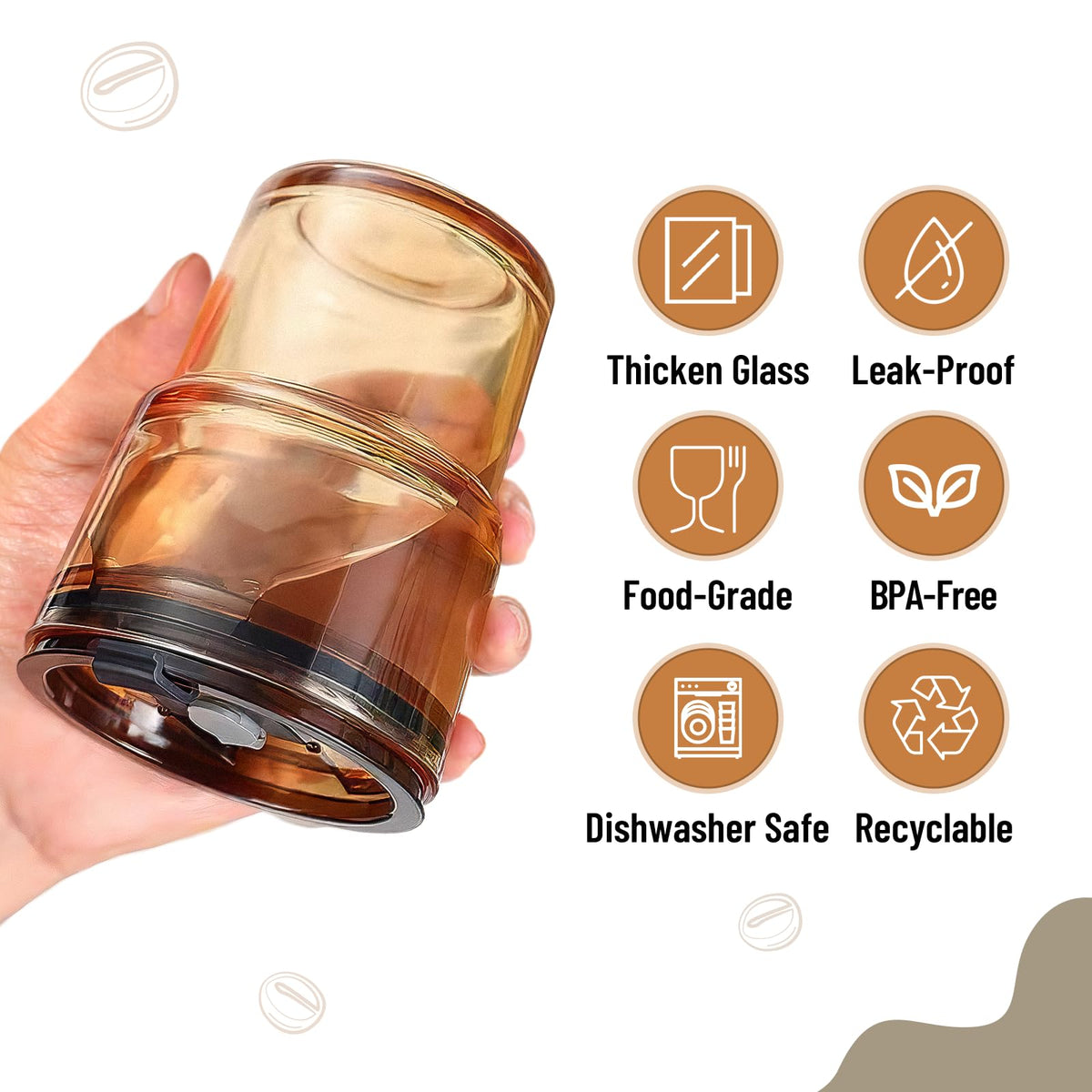 Cafezi 13 oz glass tumbler ideal for iced coffee.