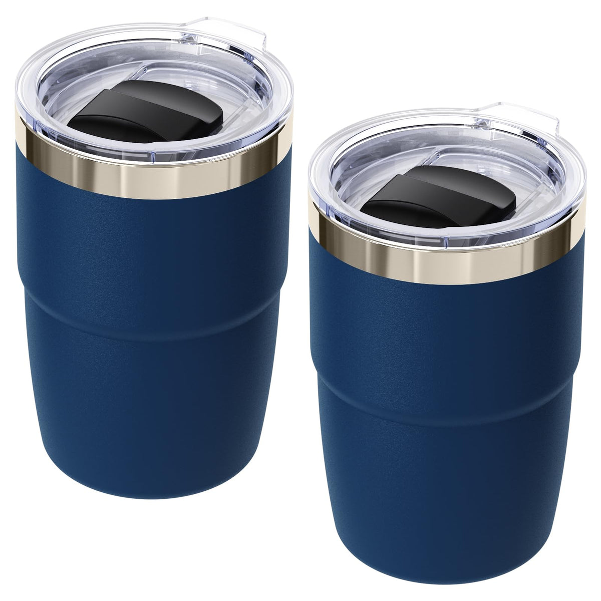 Cafezi 8oz cup with magnetic lid for easy one-handed use on the go.