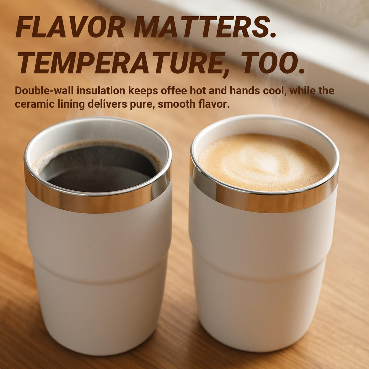 Cafezi stackable design saves cabinet space and simplifies travel storage.