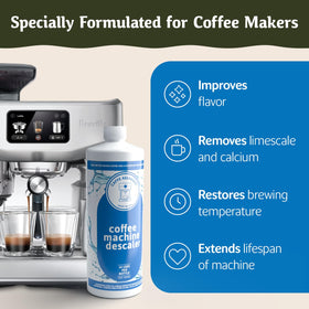 Caffe Assaggio descaling steps illustration outlines cleaning process