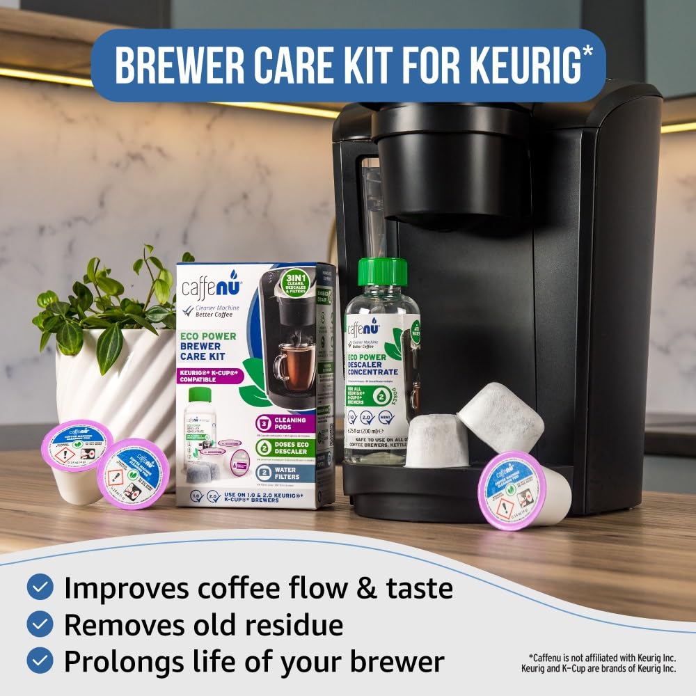 Caffenu Keurig charcoal water filter reduces chlorine and impurities.