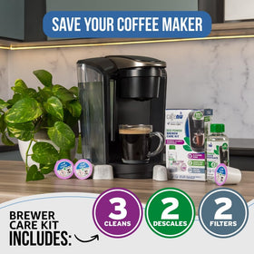Caffenu Keurig maintenance kit box with components for a 3-month schedule.