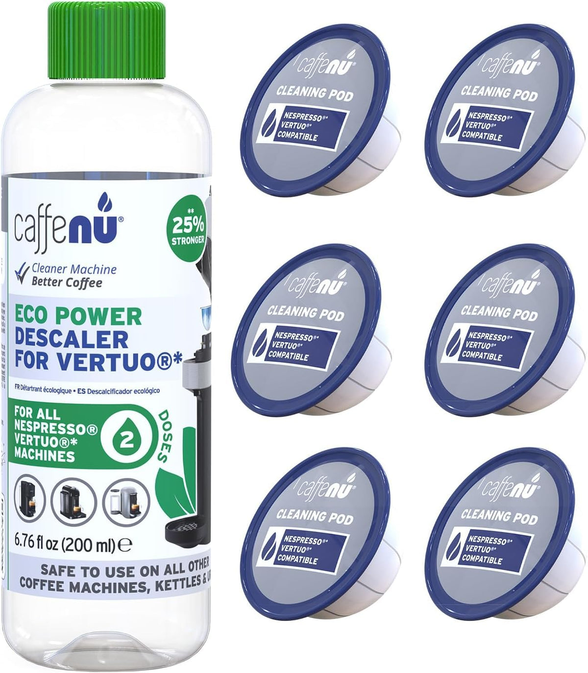 Caffenu Vertuo descaling kit bottle for quick limescale removal