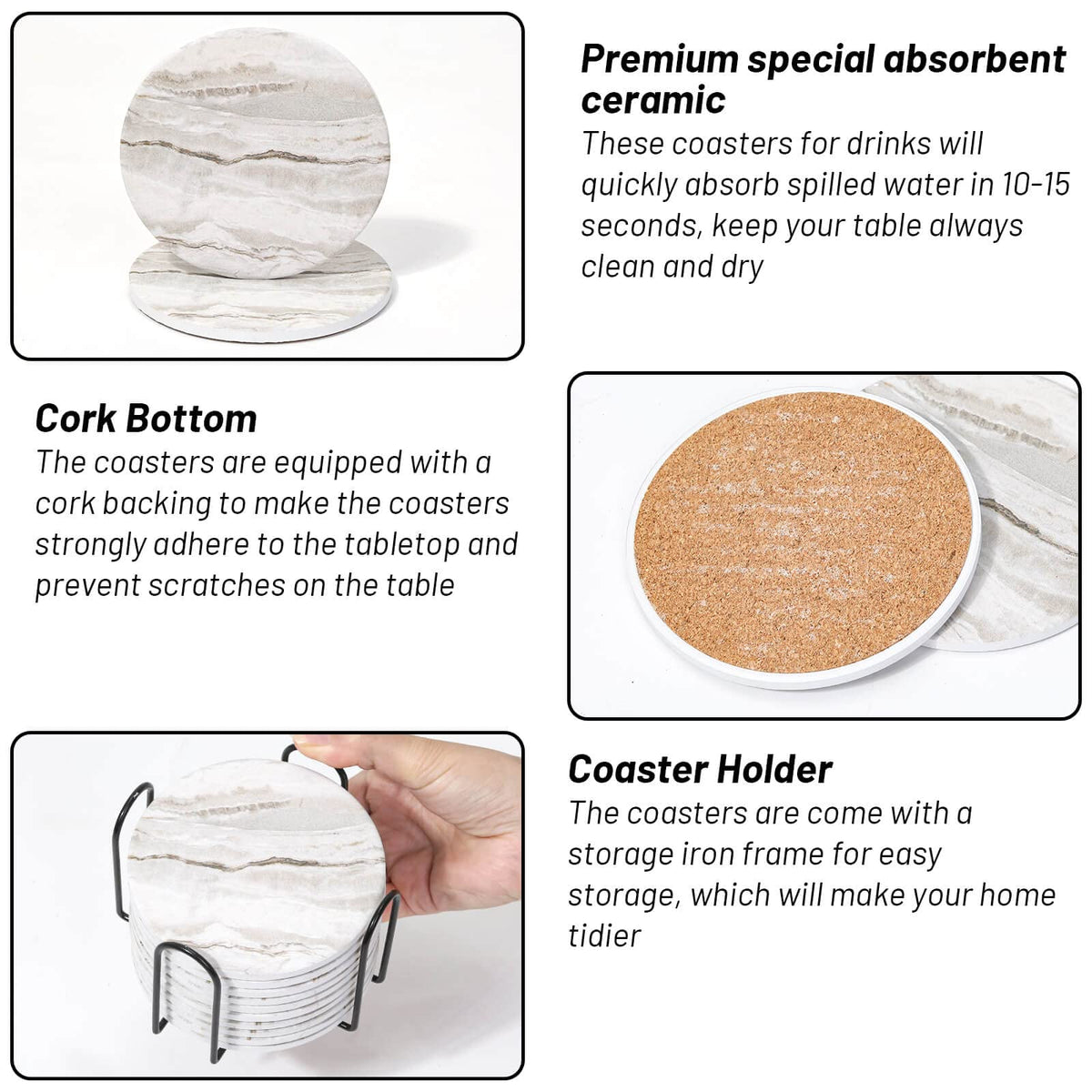 Caffox coasters in living room decor adds elegance and drip protection