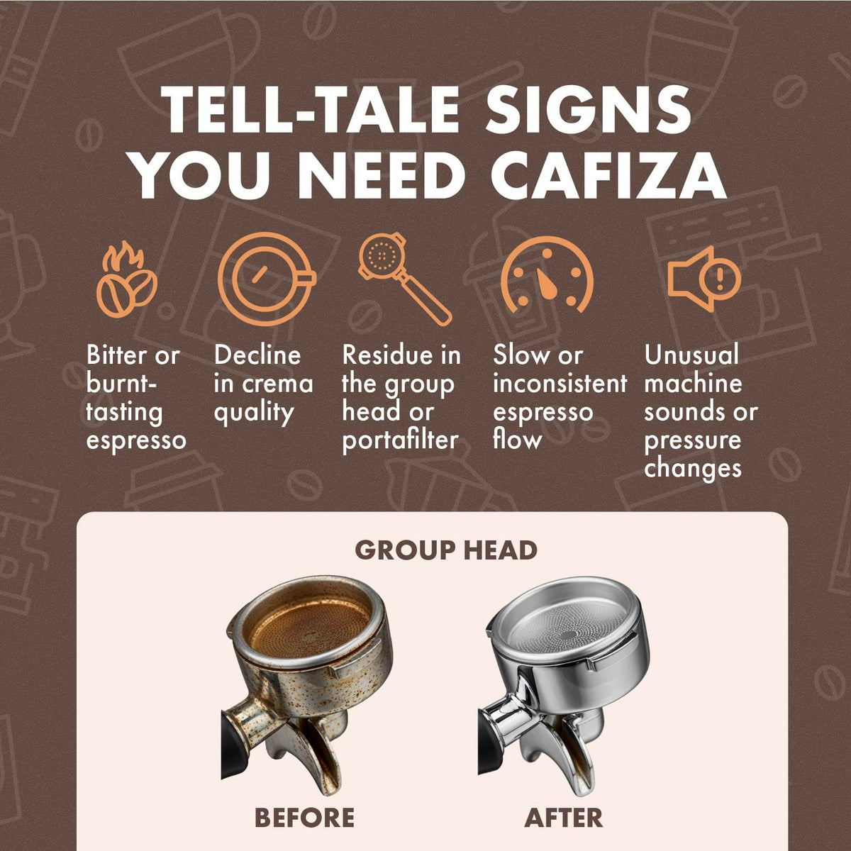 Cafiza cleans valves and lines to reduce residue buildup.