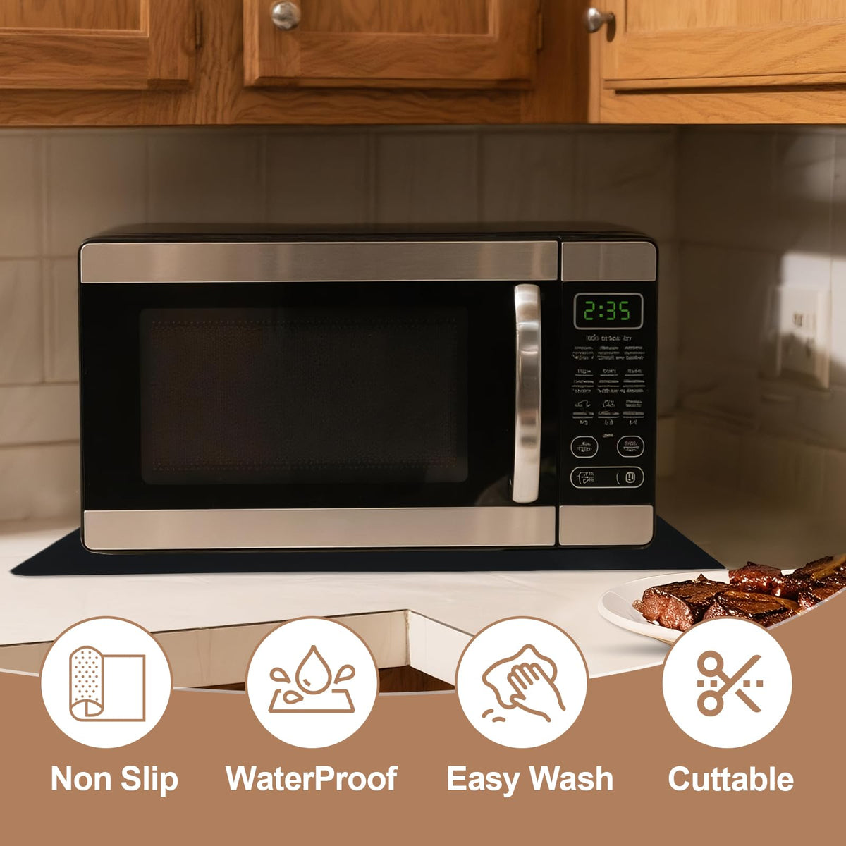 Cafunner flat curl-resistant mat stays smooth on counters.