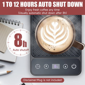 Cafzed Mug Warmer with digital display shows precise temperature.