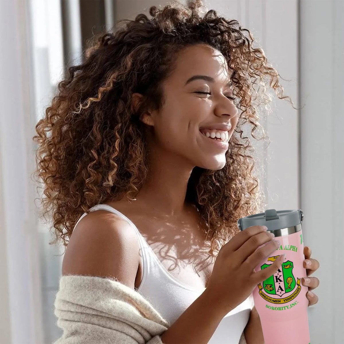 cahduenx pink-green polka pattern adds stylish sorority flair to daily routines