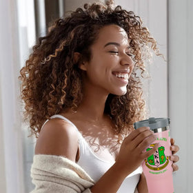cahduenx pink-green polka pattern adds stylish sorority flair to daily routines