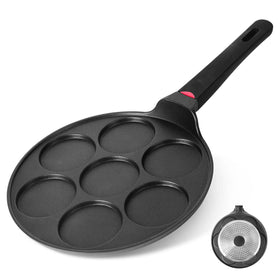 CAINFY pancake pan with seven molds shown from top view for mini pancakes