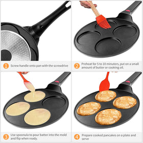 CAINFY pancake pan made from die-cast aluminum for fast, even heating