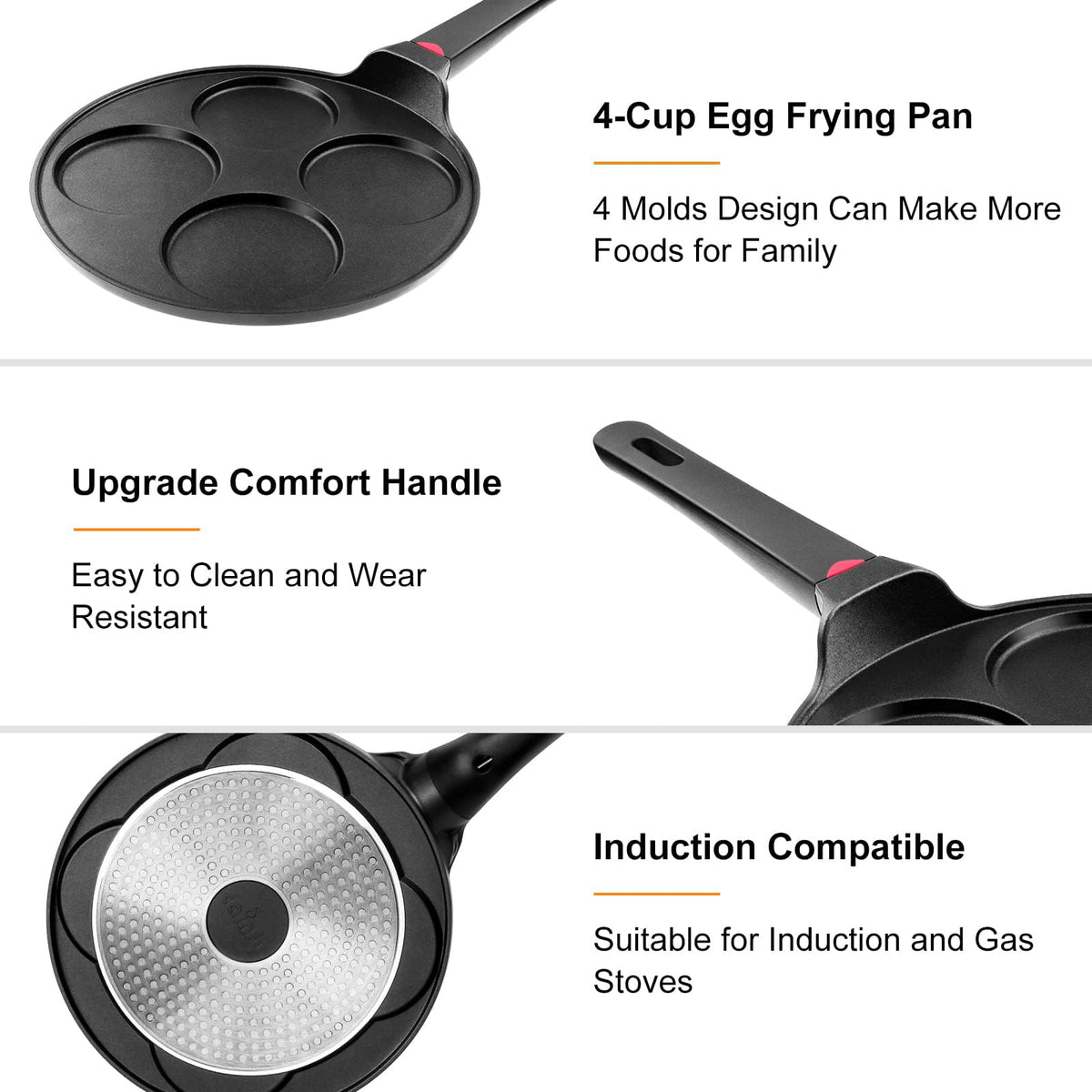 CAINFY pancake pan induction-ready bottom works with gas and electric stoves