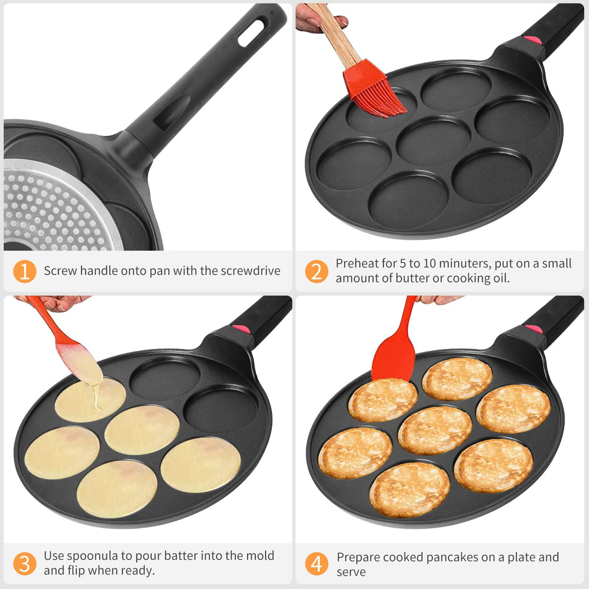 CAINFY induction-bottom pancake pan compatible with multiple cooktops