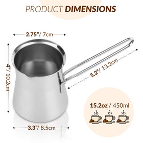 Caizen Coffee briki on gas stove delivers quick, even heating.