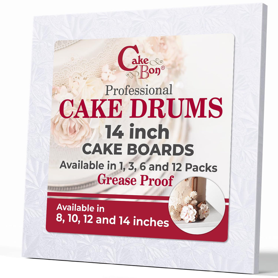 Cakebon square cake drum with foil-wrapped edges for premium display and moisture control.