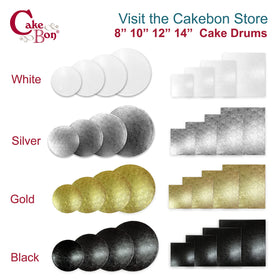 Cakebon square cake drum features a white finish for professional look.