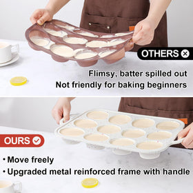 CAKETIME 12-cup muffin pan top view ensures uniform muffin sizes and easy loading