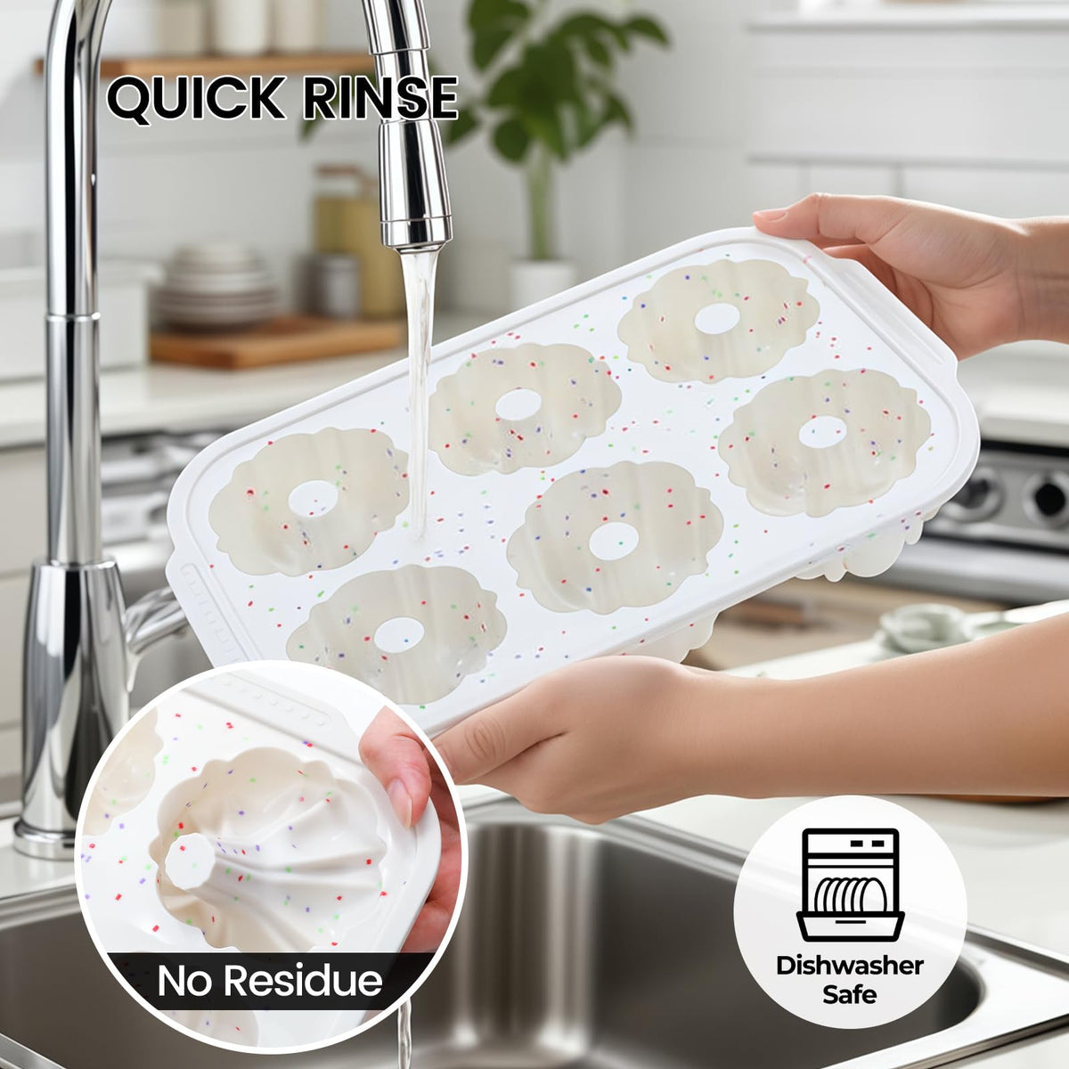 CAKETIME six-cavity molds for donuts and mini cakes in one bake.