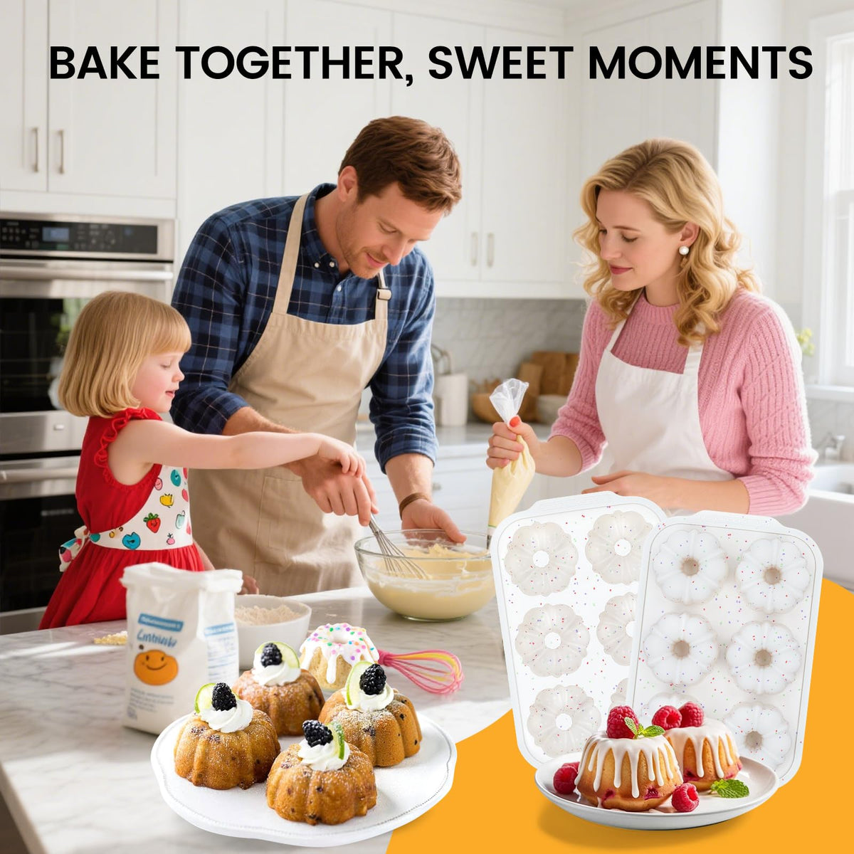 CAKETIME BPA-free silicone withstands wide temperatures for versatile use.