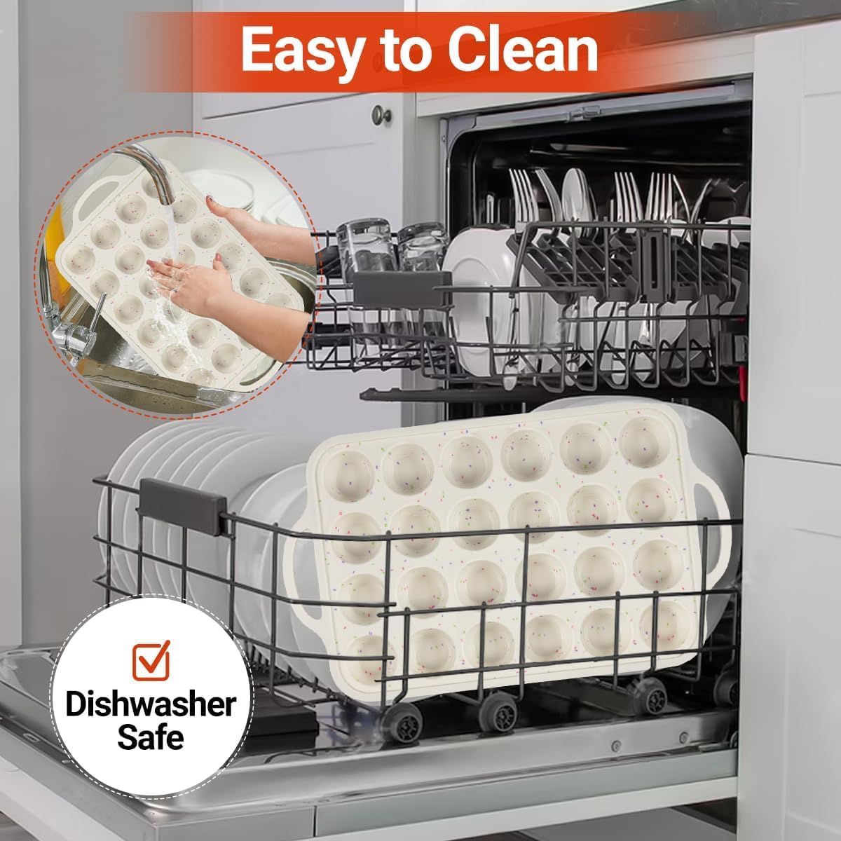 CAKETIME dishwasher safe mini muffin pan for simple cleanup
