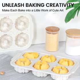 CAKETIME easy-release mini molds simplify prep and cleanup after baking.