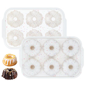 CAKETIME mini fluted tube pan 6-cavity set for even baking and easy release.