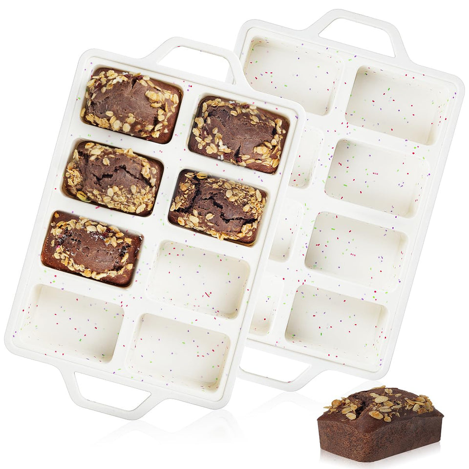 CAKETIME mini loaf pans eight cavities confetti set for quick batch baking with easy release