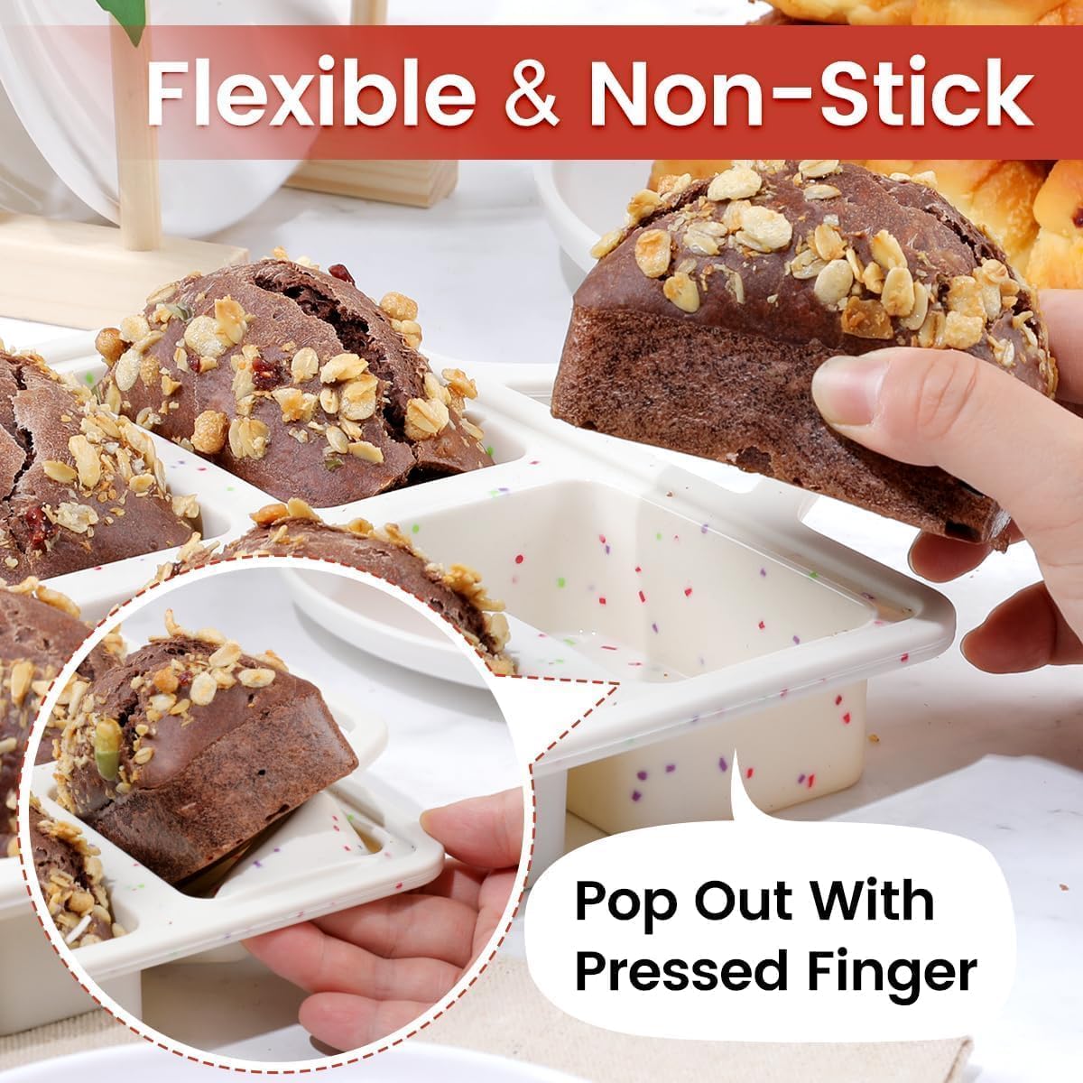 CAKETIME mini loaf pans nonstick surface enables effortless loaf release