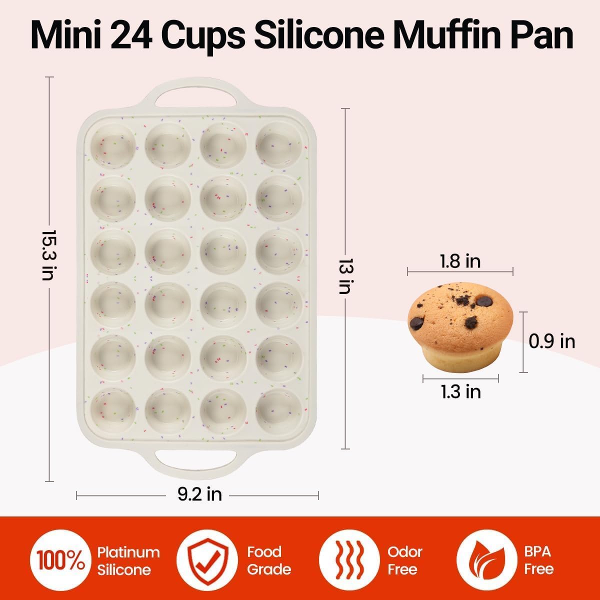 CAKETIME mini muffin pan handles enable easy oven transfer and hanging storage