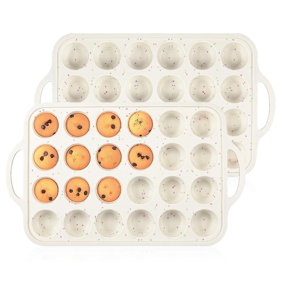 CAKETIME mini muffin pan with reinforced outer frame for sturdy baking and easy transfer