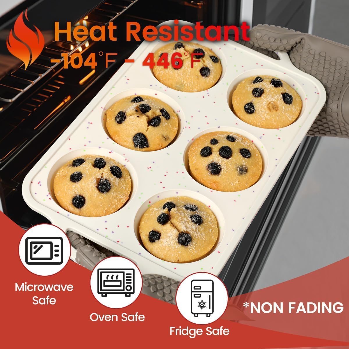 CAKETIME muffin pan easy-clean surface simplifies washing