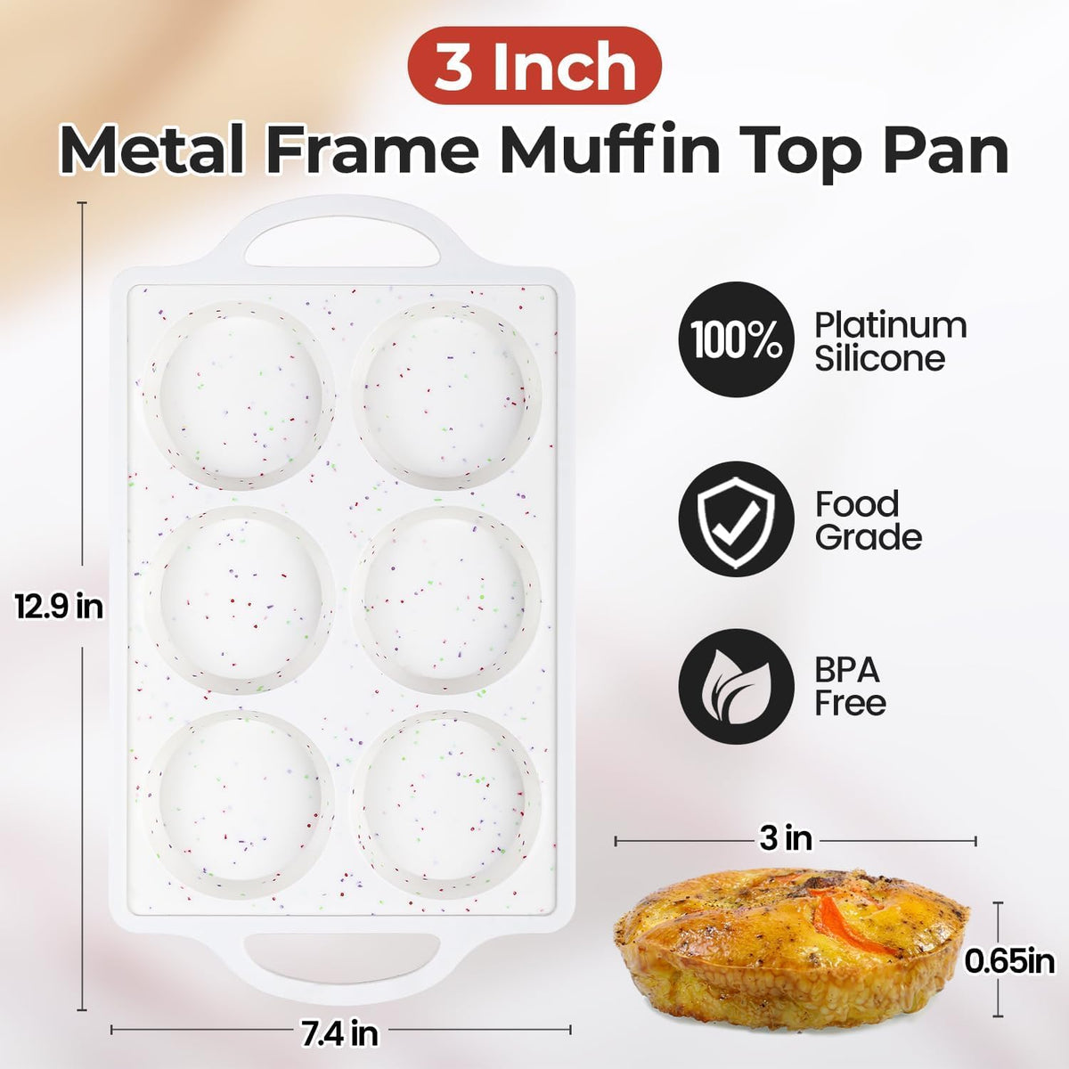 CAKETIME muffin top pan features easy-release pop-out design.