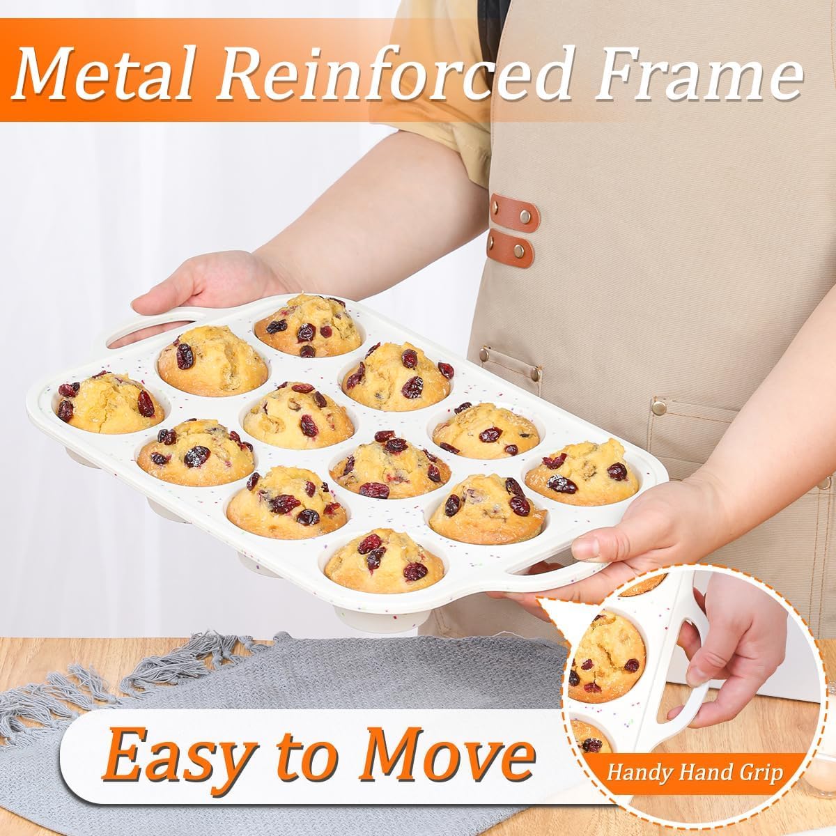 CAKETIME nonstick silicone preserves muffins' release with light pressure