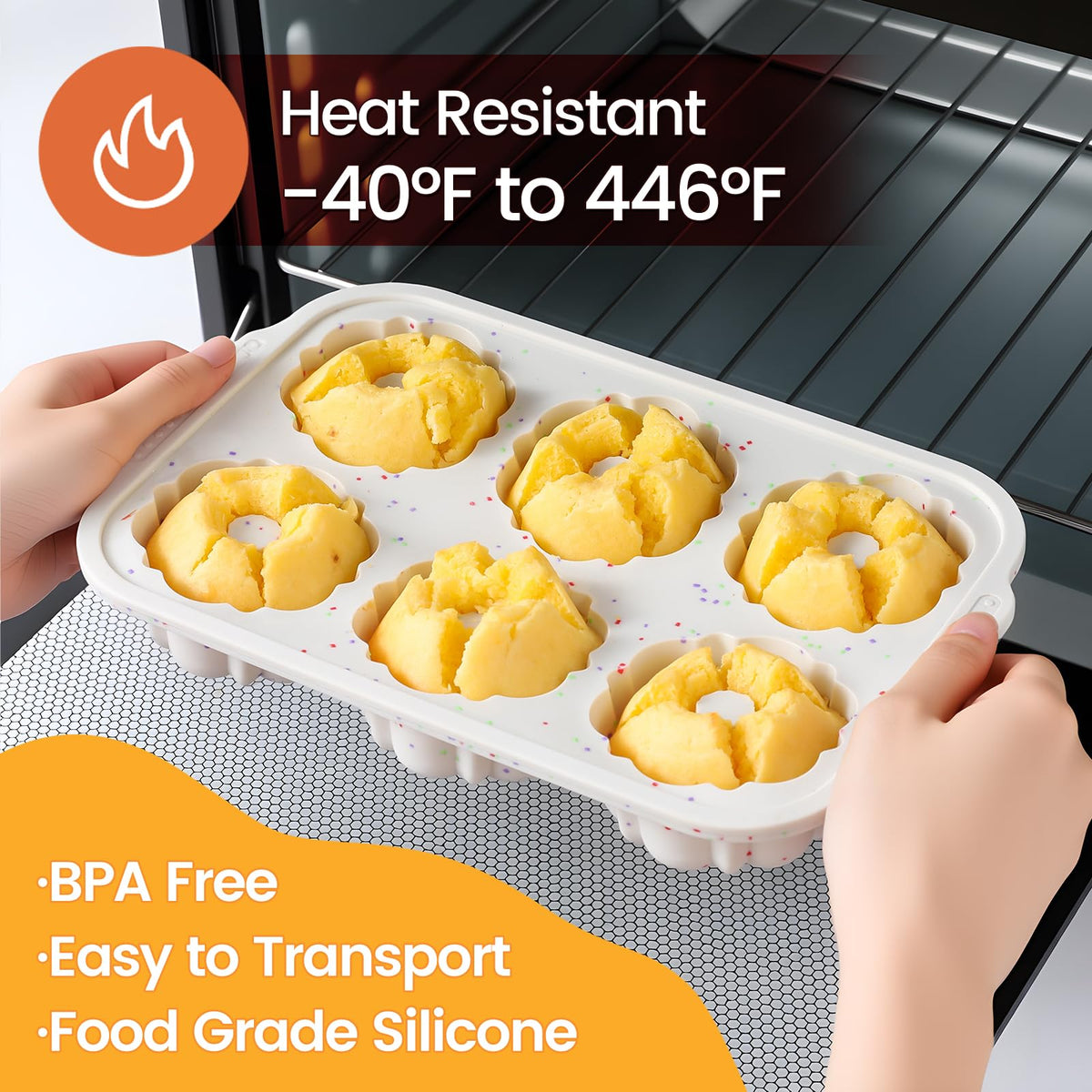 CAKETIME nonstick silicone surface releases baked goods effortlessly.