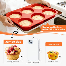 CAKETIME jumbo muffin pan side view highlights flexible release and easy cleanup.