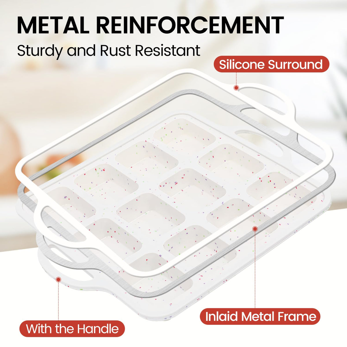CAKETIME silicone mini loaf pan 12-cup layout ready for compact batch baking.