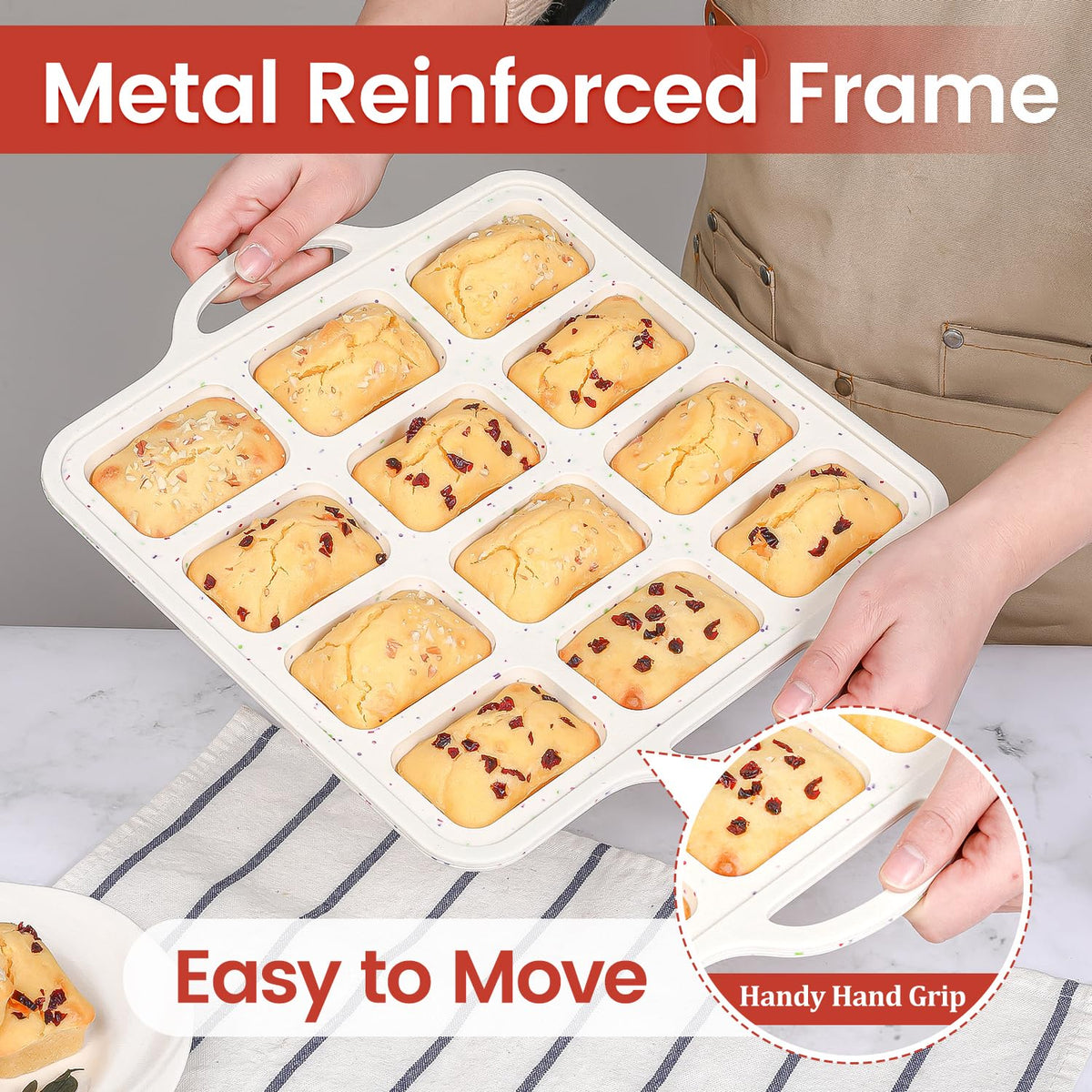 CAKETIME nonstick release demonstration with no residue after gentle press.